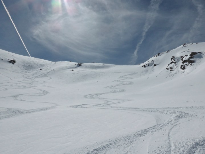Making tracks in the Vallonnets, Val d'Isere