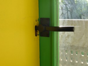 Especially designed door handles and locking system