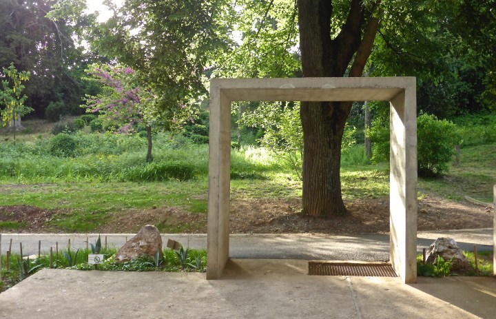 The entrance gate at the Corbusier-designed La Tourette convent