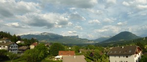 View over the mountains from our bedroom - spot the party getting underway...