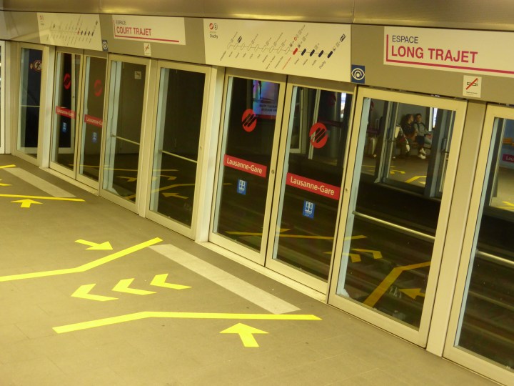 Long and short of it: Lausanne underground invests passengers to position themselves in the carriage depending on the length of their journey