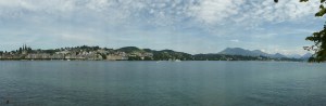 Lucerne: view of the old town and mountains