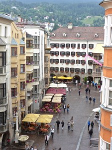 Innsbruck city centre from our hotel window