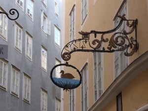 Shop sign in old Salzburg