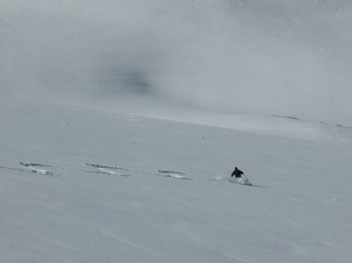 Chris making fresh tracks in Pays Desert