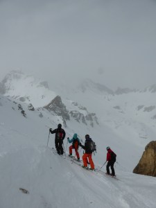 Skiing into the Chardonnet bowl