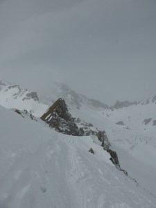Skiing into the Chardonnet bowl