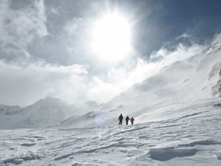 Skinning up to the Glacier Pers