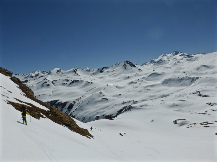 Setting off down Mont Roup