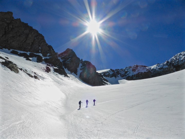 Skinning up Glacier du Gros Caval