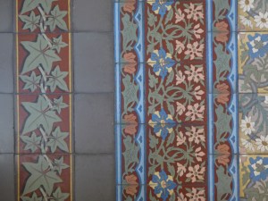 Original died cement floor tiles at La Sapinière