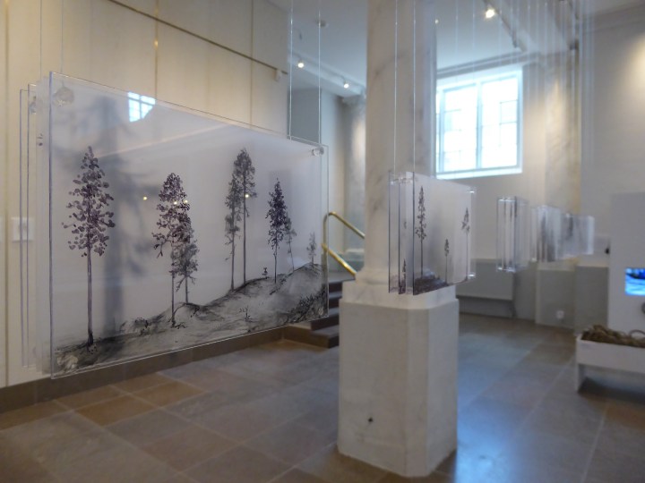 Göteborg cathedral: acrylic scenes by textile artist Linn Warme