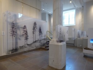 Göteborg cathedral: acrylic scenes by textile artist Linn Warme