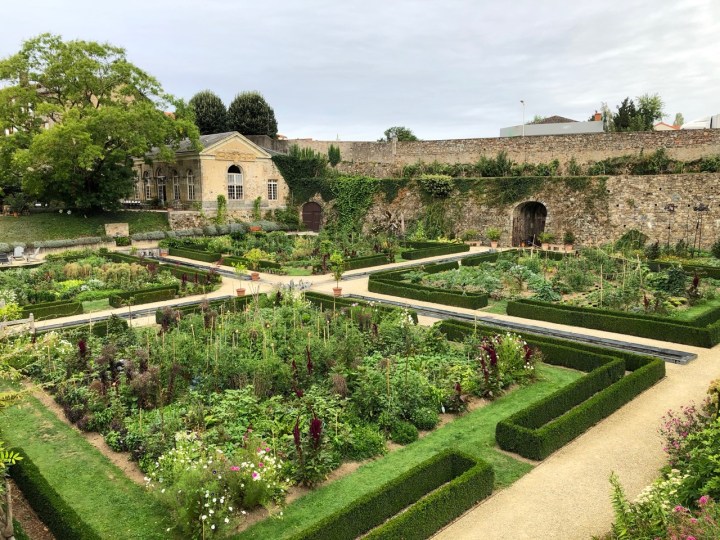 Potager Colbert: view from the upper level across the northern end of the garden