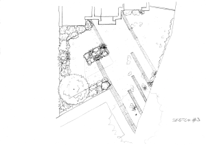 Sustainable front garden - alternative concept #1, black and white