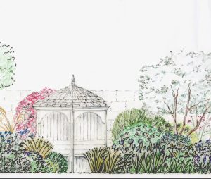 Resilient Luberon-inspired garden, elevation to gazebo