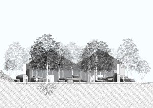 Evolution Mill, section, quarried landscape