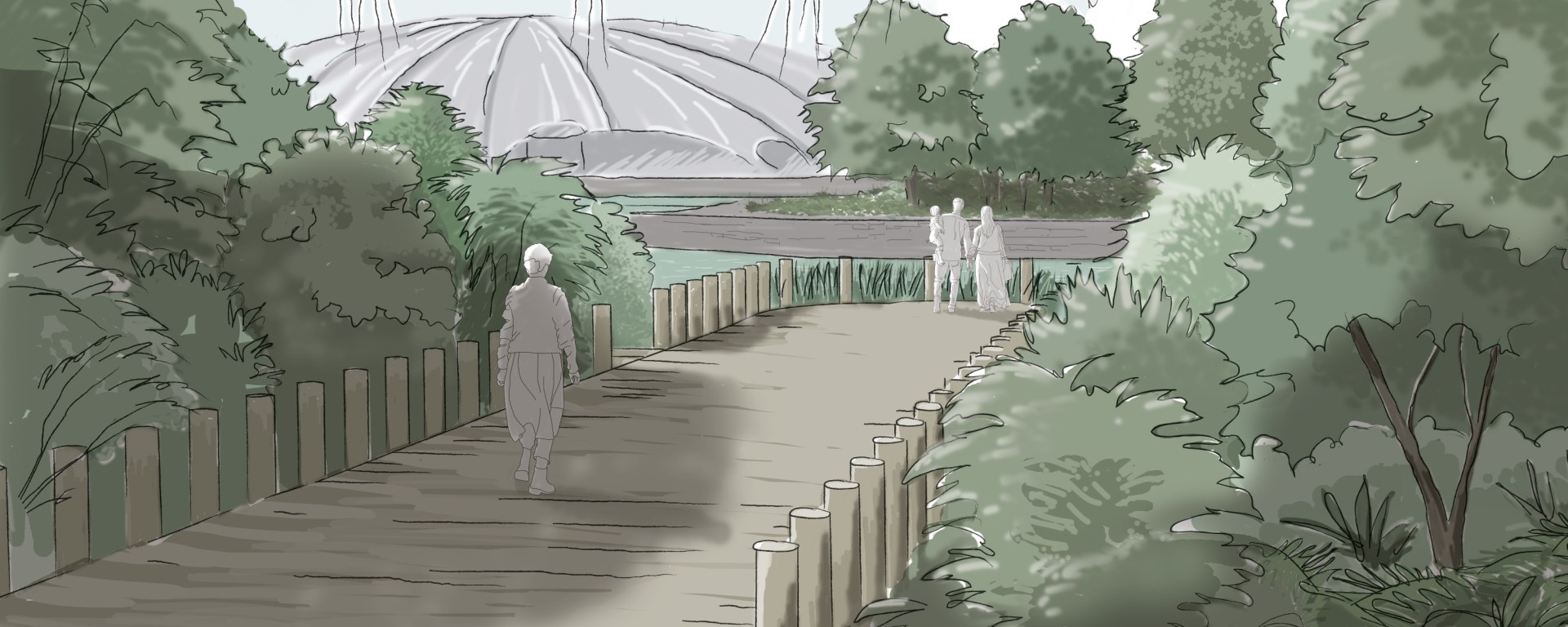 View across the Thames to the Millenium Dome from the reimagined pier.